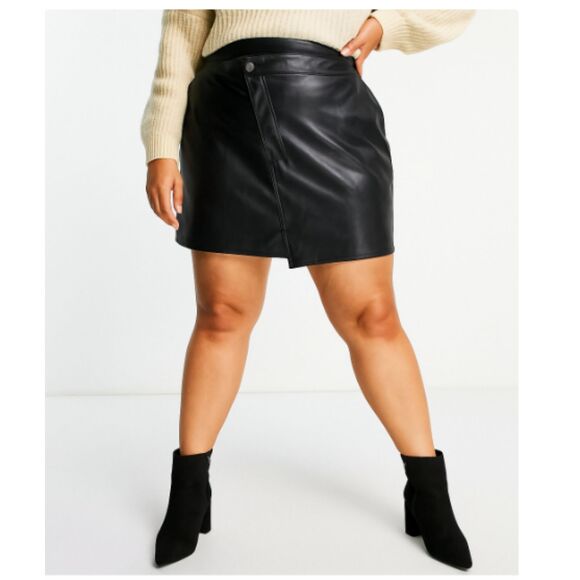 136 Women's Faux Leather Wrap Skort - Picture 1 of 4
